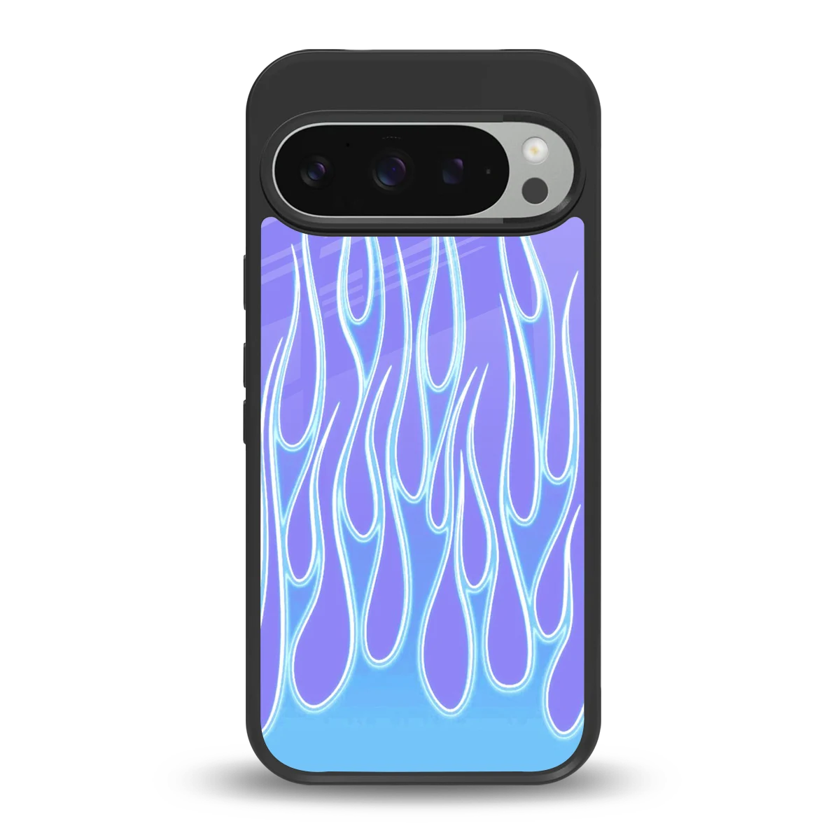 Flames Blue back phone cover | glass case for google pixel 9 pro