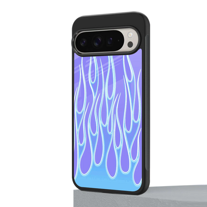 Flames Blue google pixel 9 pro xl mobile cover | shockproof glass phone case