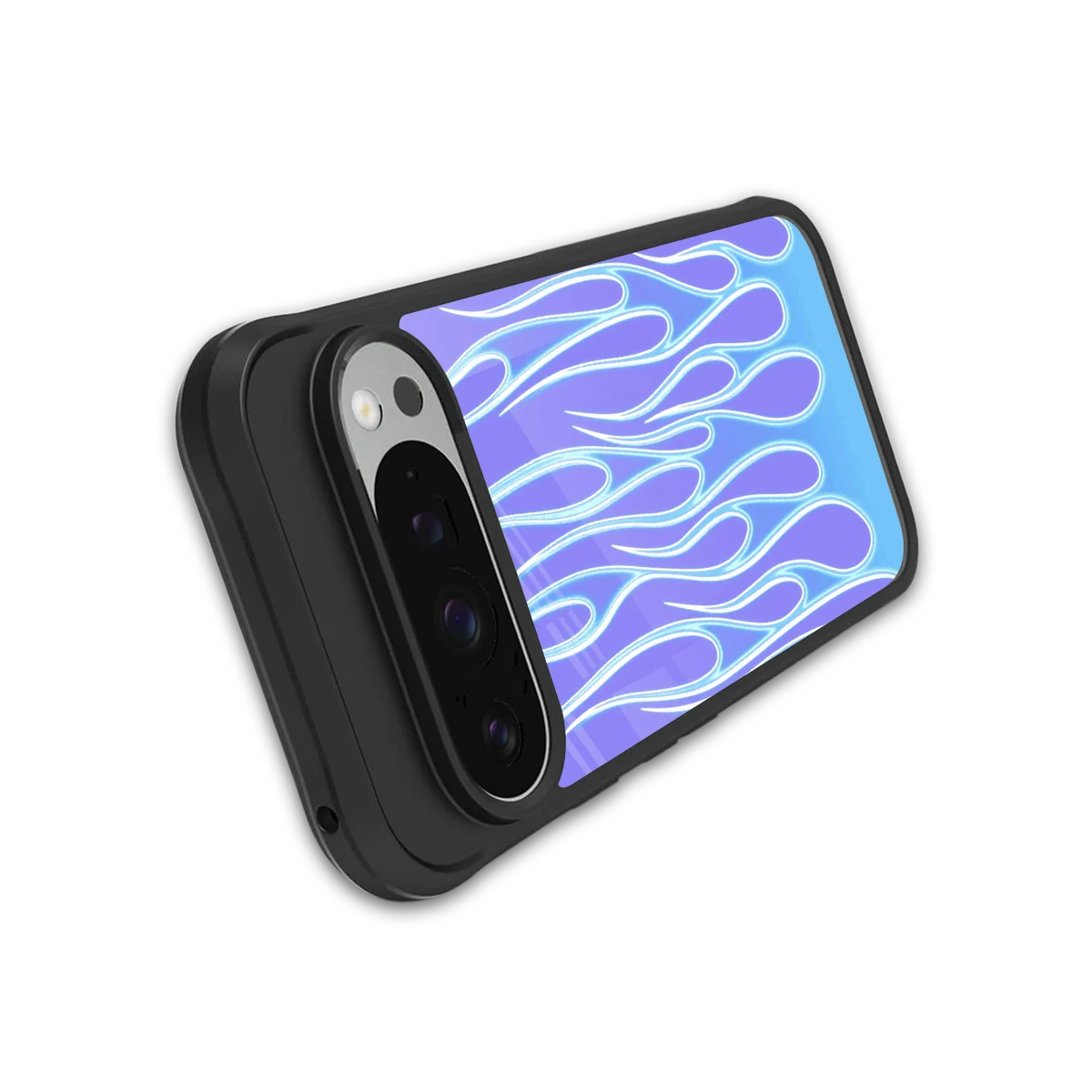 Flames Blue stylish phone case for google pixel 9 pro | glossy glass and slim fit