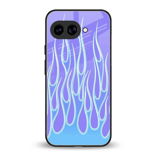 Flames Blue back phone cover | glass case for google pixel 9a