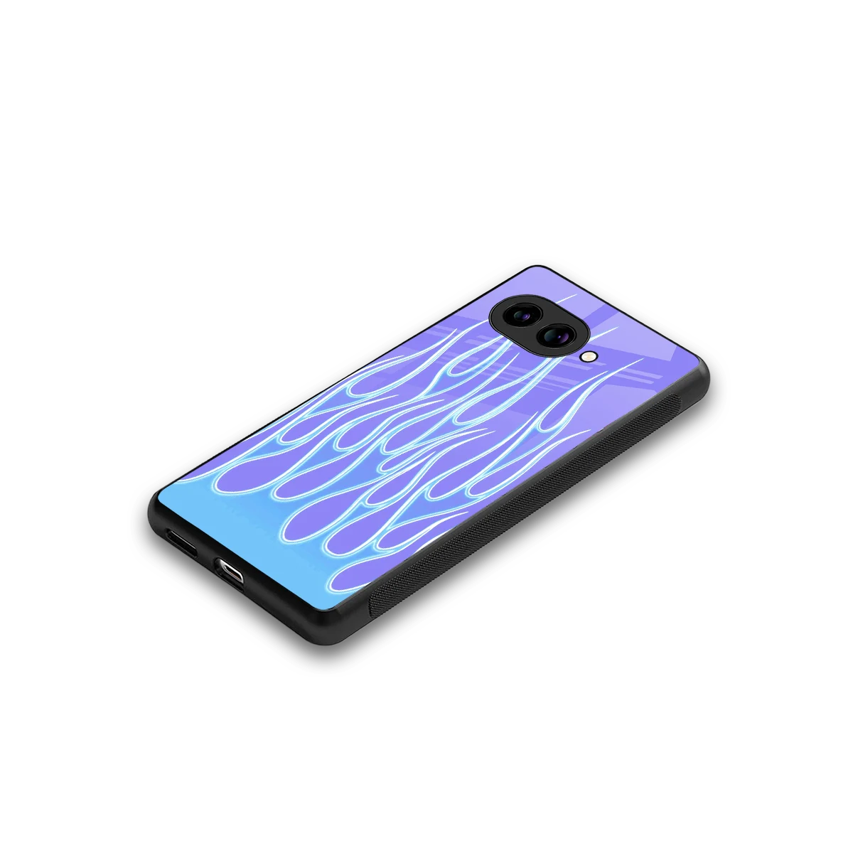 Flames Blue stylish phone case for google pixel 10a | glossy glass and slim fit