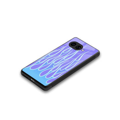Flames Blue stylish phone case for google pixel 10a | glossy glass and slim fit