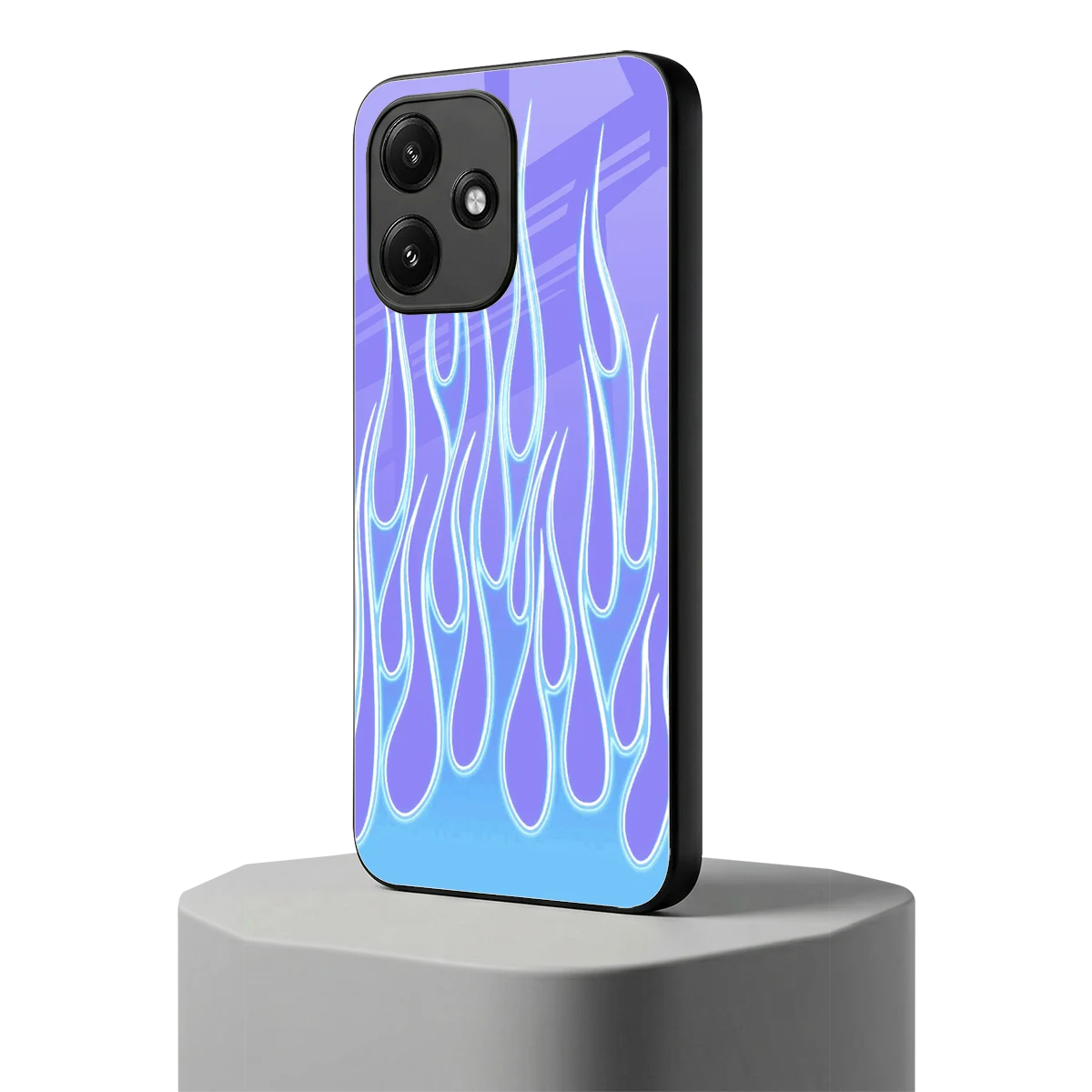 Flames Blue redmi 12 5g mobile cover | shockproof glass phone case