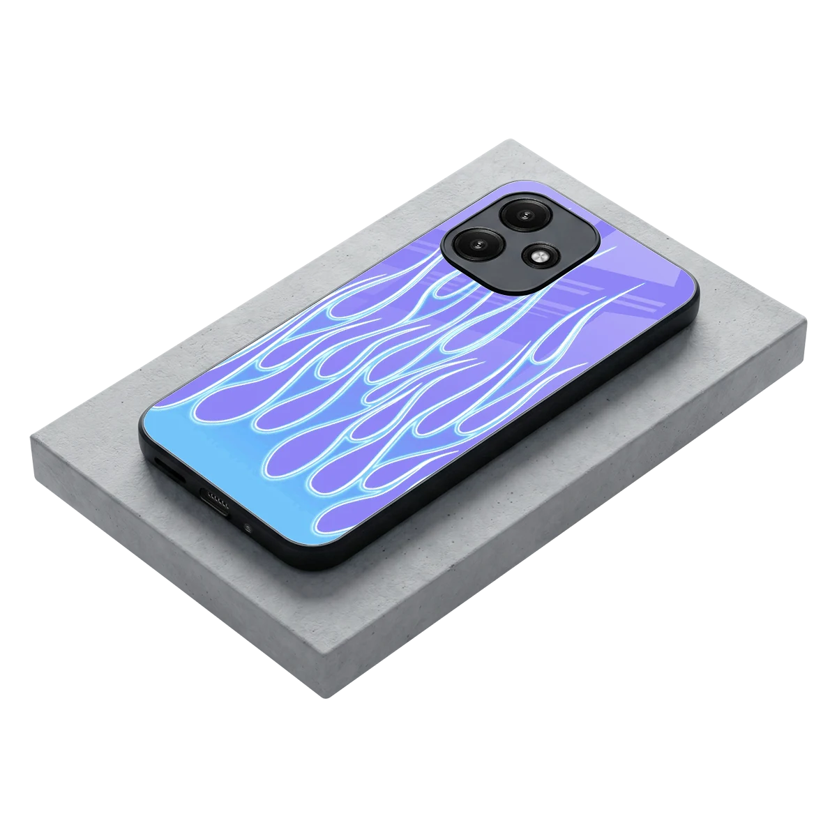 Flames Blue stylish phone case for redmi 12 5g | glossy glass and slim fit