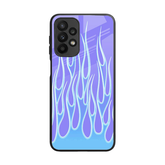 Flames Blue back phone cover | glass case for samsung galaxy a23