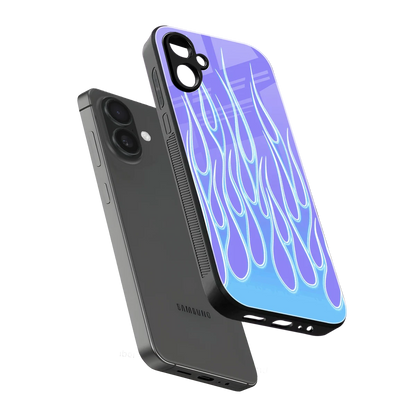 Flames Blue sleek samsung galaxy a06 5g cover with tempered glass back and TPU edges