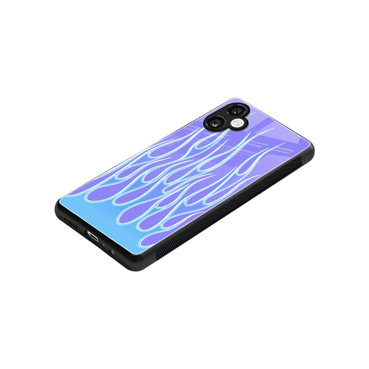 Flames Blue stylish phone case for samsung galaxy a06 5g | glossy glass and slim fit