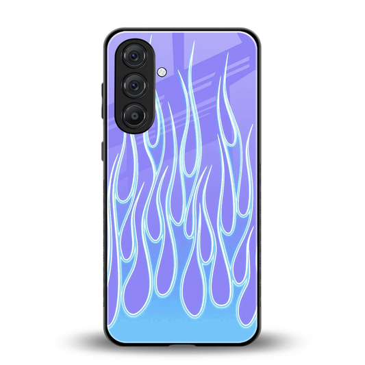 Flames Blue back phone cover | glass case for samsung galaxy m36 5g