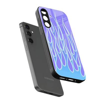 Flames Blue sleek samsung galaxy a14 5g cover with tempered glass back and TPU edges
