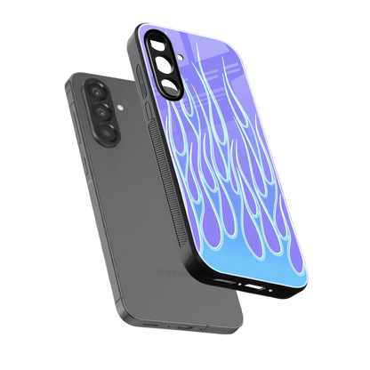 Flames Blue sleek samsung galaxy a37 5g cover with tempered glass back and TPU edges