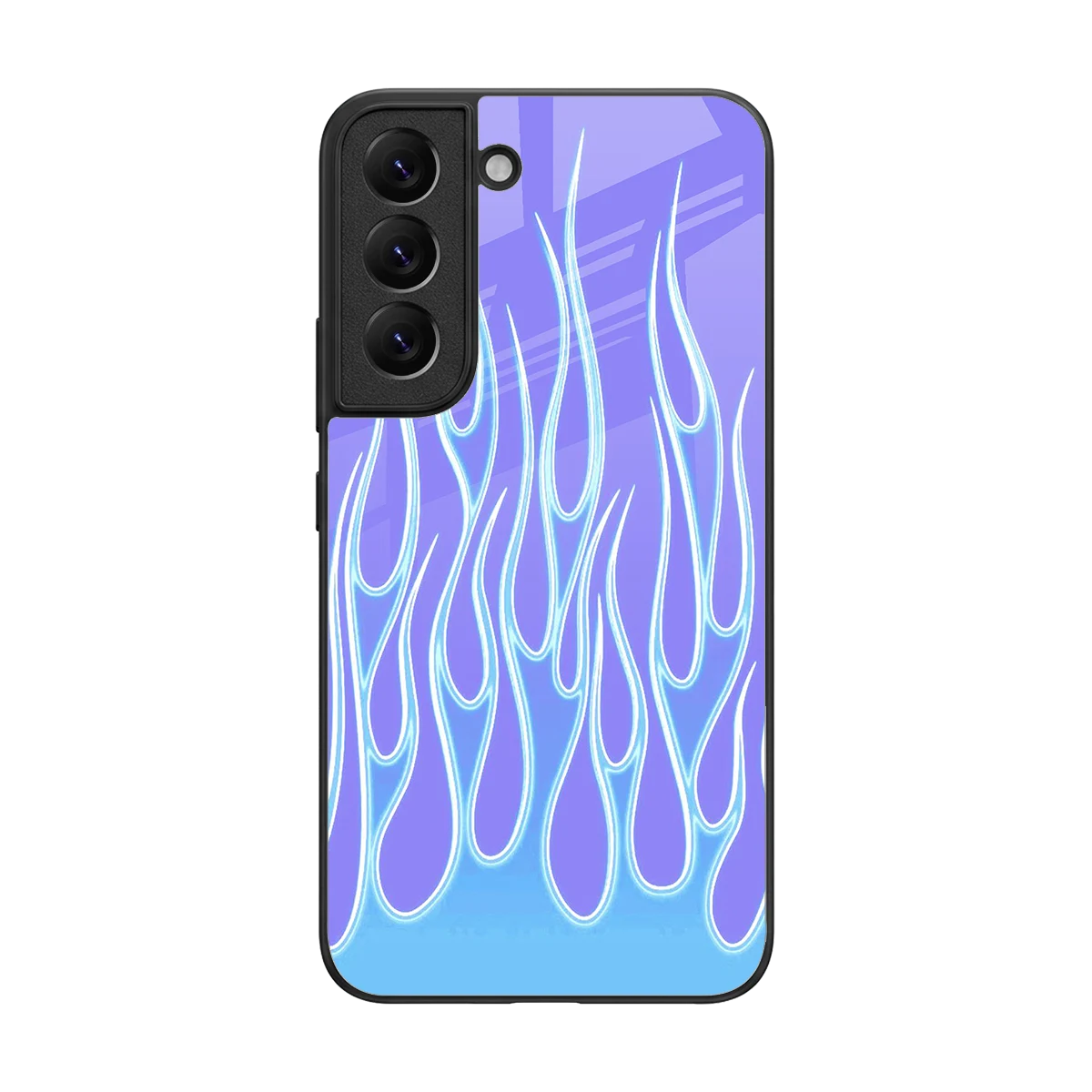 Flames Blue back phone cover | glass case for samsung galaxy s22