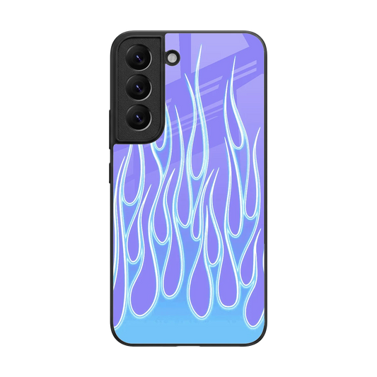 Flames Blue back phone cover | glass case for samsung galaxy s22