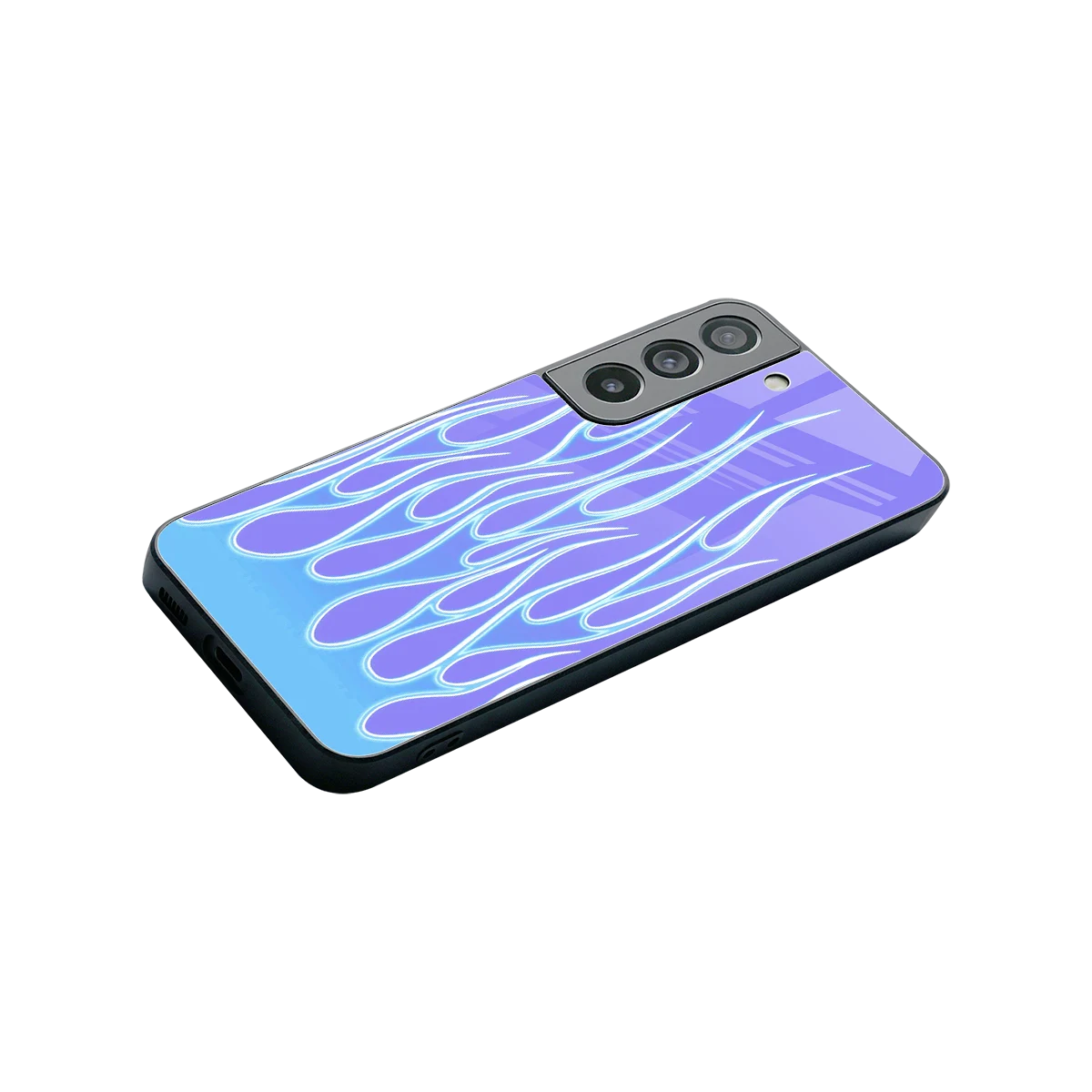 Flames Blue stylish phone case for samsung galaxy s22 | glossy glass and slim fit
