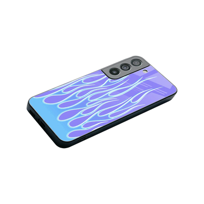 Flames Blue stylish phone case for samsung galaxy s22 | glossy glass and slim fit