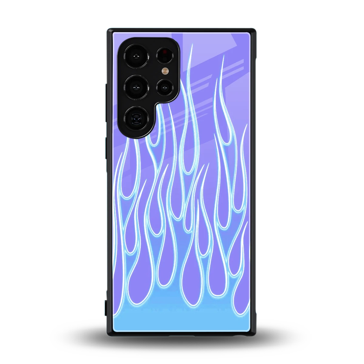 Flames Blue back phone cover | glass case for samsung galaxy s23 ultra