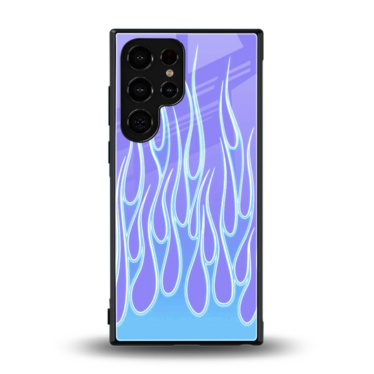 Flames Blue back phone cover | glass case for samsung galaxy s24 ultra