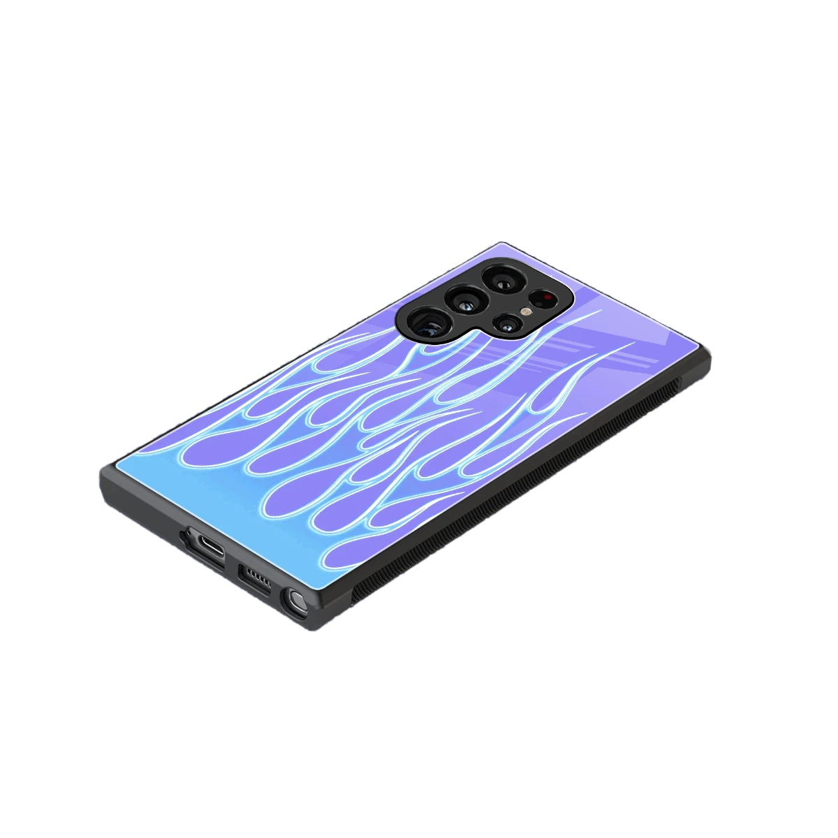 Flames Blue stylish phone case for samsung galaxy s24 ultra | glossy glass and slim fit