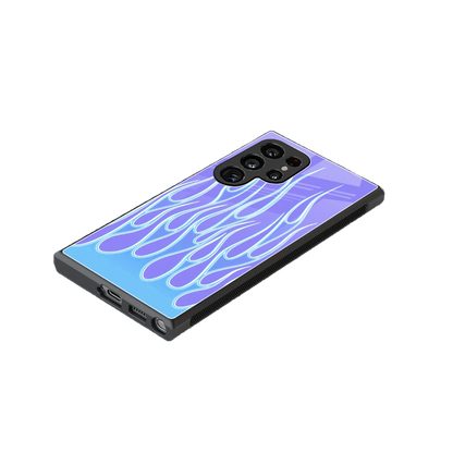 Flames Blue stylish phone case for samsung galaxy s24 ultra | glossy glass and slim fit