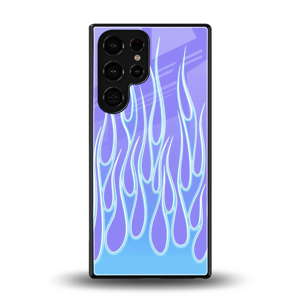 Flames Blue back phone cover | glass case for samsung galaxy s25 ultra