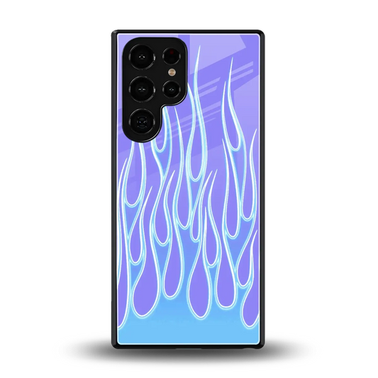 Flames Blue back phone cover | glass case for samsung galaxy s25 ultra
