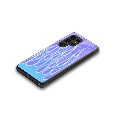 Flames Blue stylish phone case for samsung galaxy s26 ultra | glossy glass and slim fit