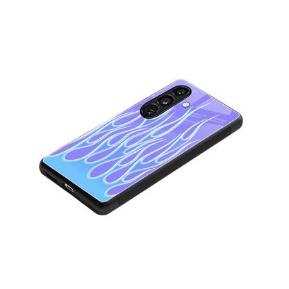 Flames Blue stylish phone case for samsung galaxy s24 | glossy glass and slim fit