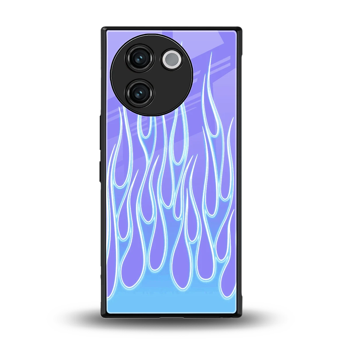 Flames Blue back phone cover | glass case for vivo v30e