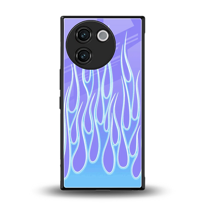 Flames Blue back phone cover | glass case for vivo v30e