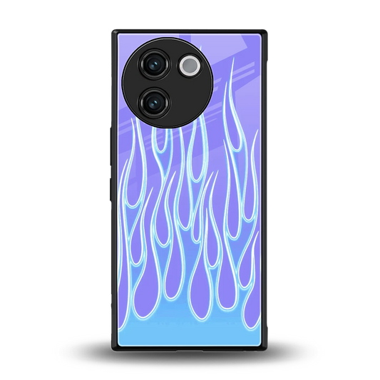 Flames Blue back phone cover | glass case for vivo v30e