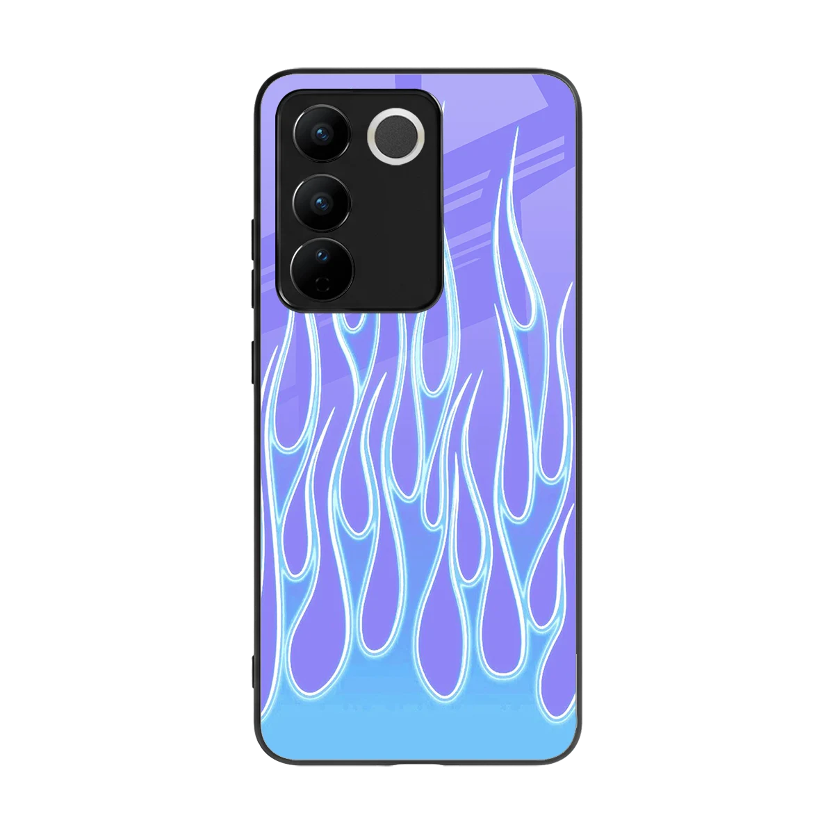 Flames Blue back phone cover | glass case for vivo v27 5g