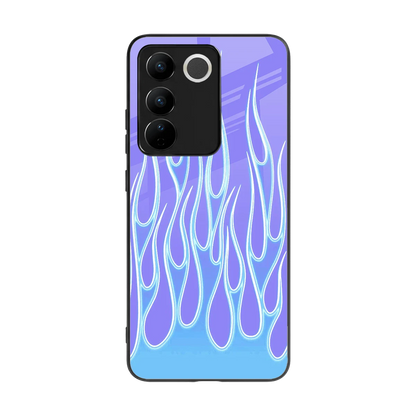 Flames Blue back phone cover | glass case for vivo v27 5g