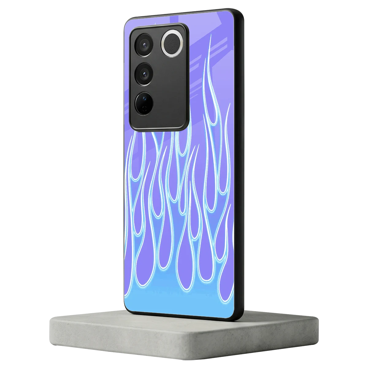 Flames Blue vivo v27 5g mobile cover | shockproof glass phone case