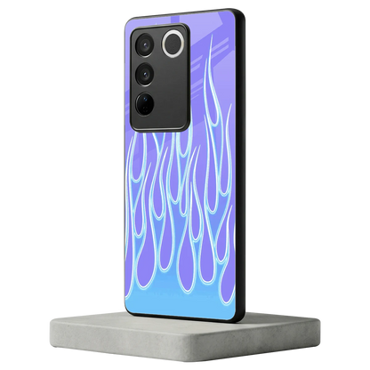 Flames Blue vivo v27 5g mobile cover | shockproof glass phone case