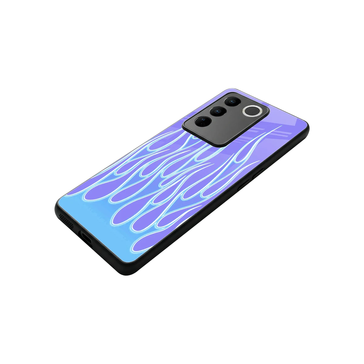 Flames Blue stylish phone case for vivo v27 5g | glossy glass and slim fit