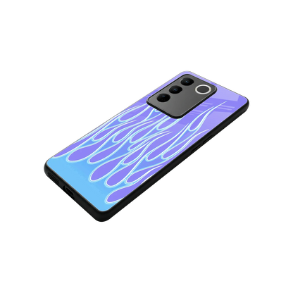 Flames Blue stylish phone case for vivo v27 5g | glossy glass and slim fit