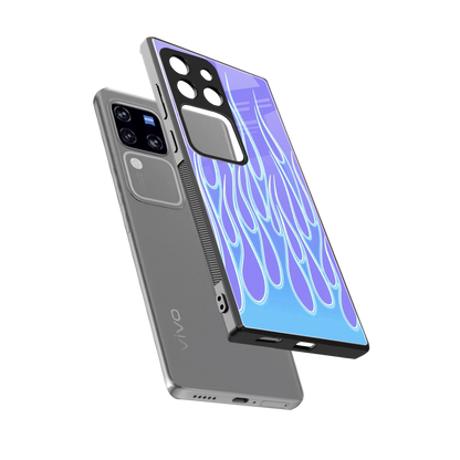 Flames Blue sleekvivo v30 pro cover with tempered glass back and TPU edges