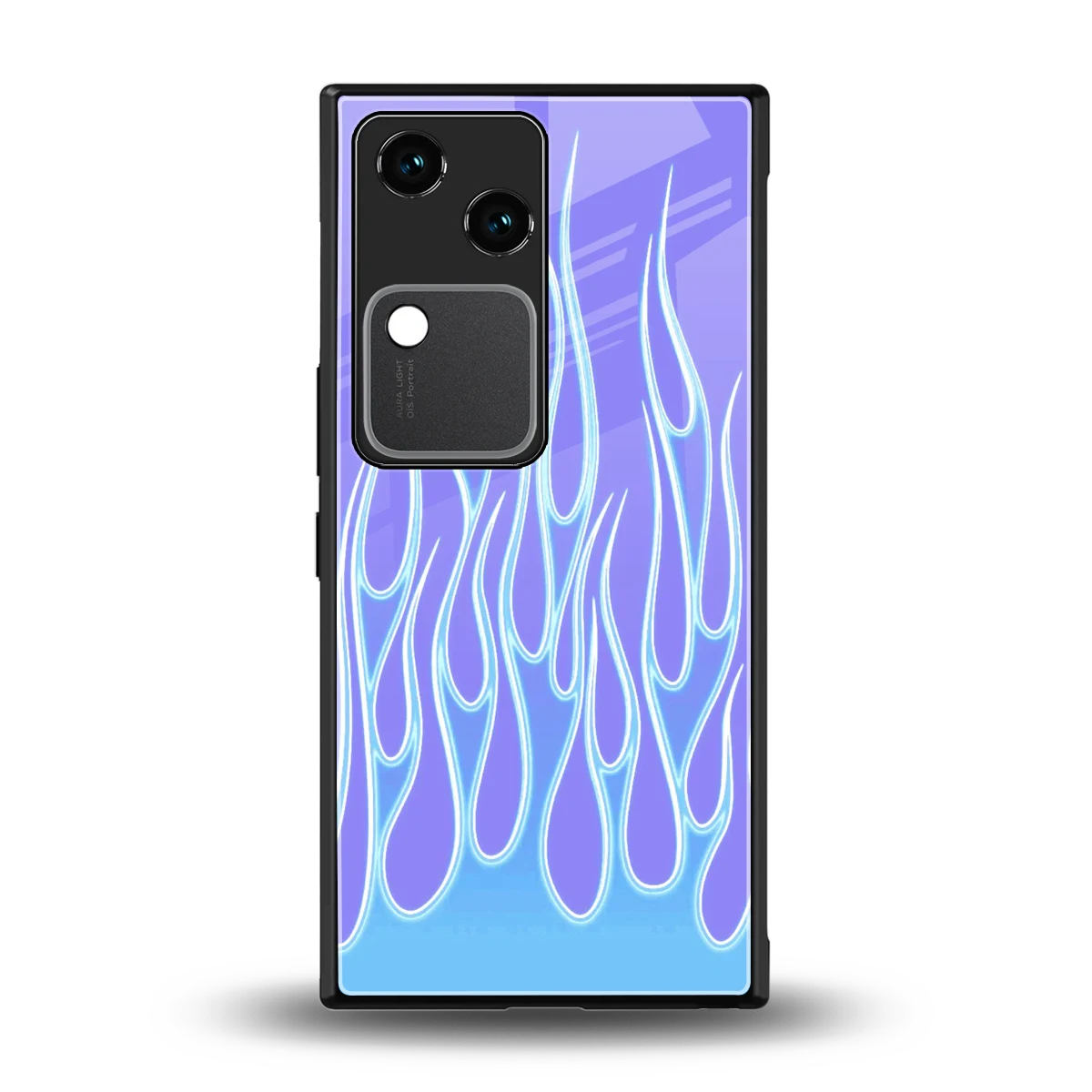 Flames Blue back phone cover | glass case for vivo v30