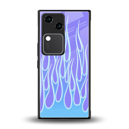 Flames Blue back phone cover | glass case for vivo v30
