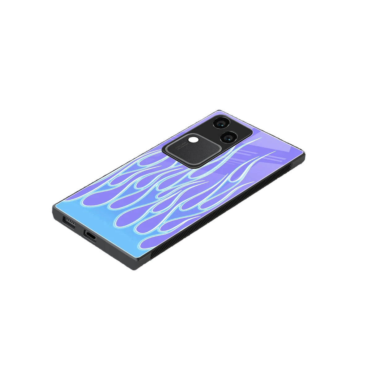 Flames Blue stylish phone case for vivo v30 | glossy glass and slim fit