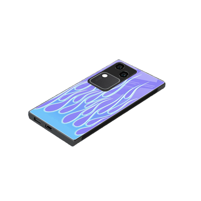 Flames Blue stylish phone case for vivo v30 | glossy glass and slim fit