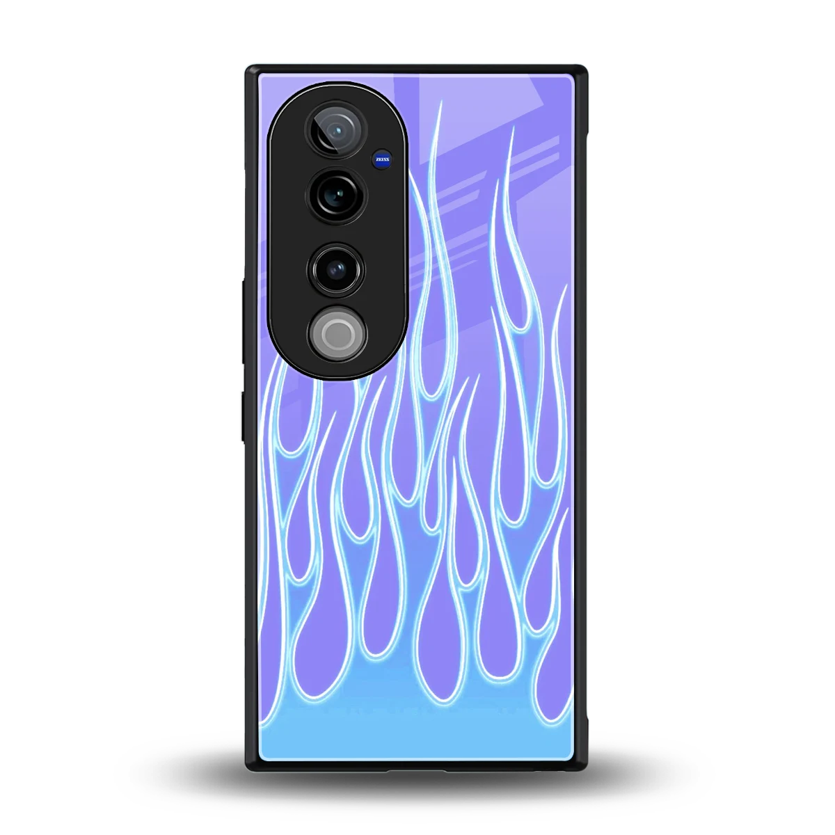 Flames Blue back phone cover | glass case for vivo v40 pro