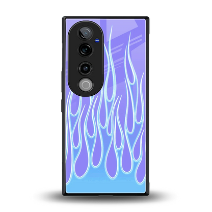 Flames Blue back phone cover | glass case for vivo v40 pro