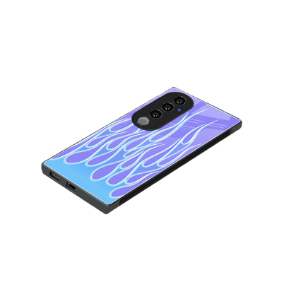 Flames Blue stylish phone case for vivo v40 pro | glossy glass and slim fit