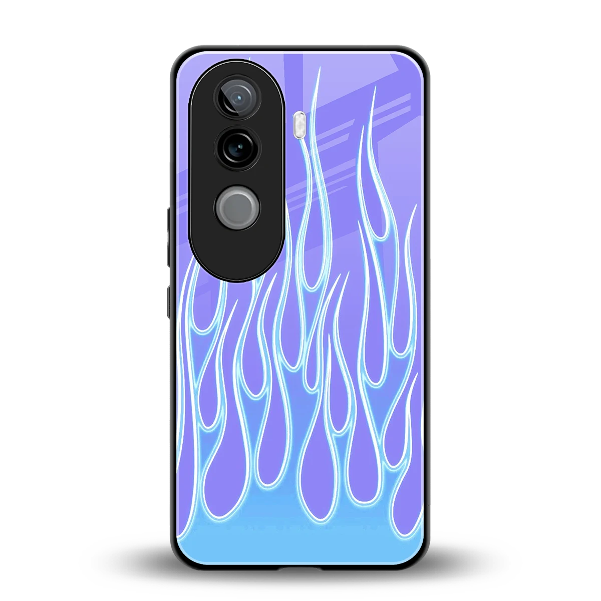 Flames Blue back phone cover | glass case for vivo v40e
