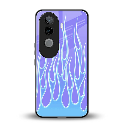 Flames Blue back phone cover | glass case for vivo v40e