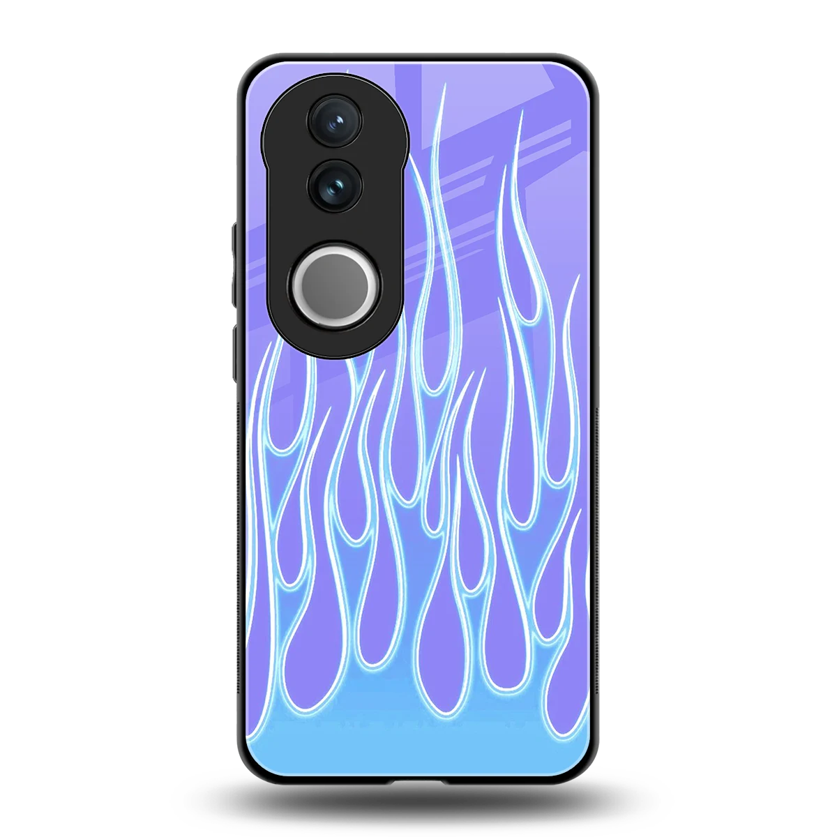 Flames Blue back phone cover | glass case for vivo v50