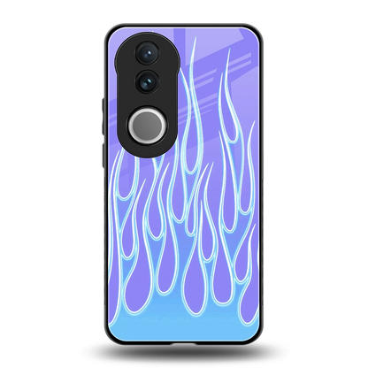 Flames Blue back phone cover | glass case for vivo v50