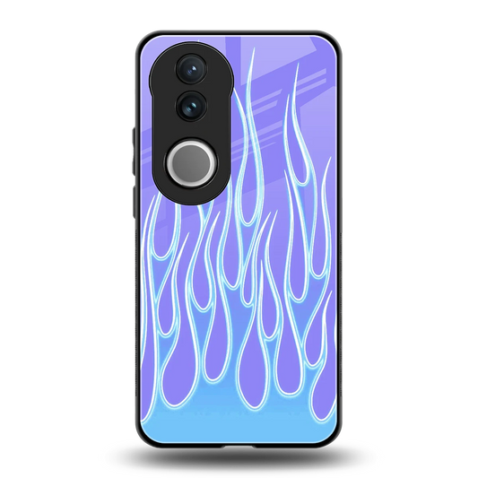 Flames Blue back phone cover | glass case for vivo v50