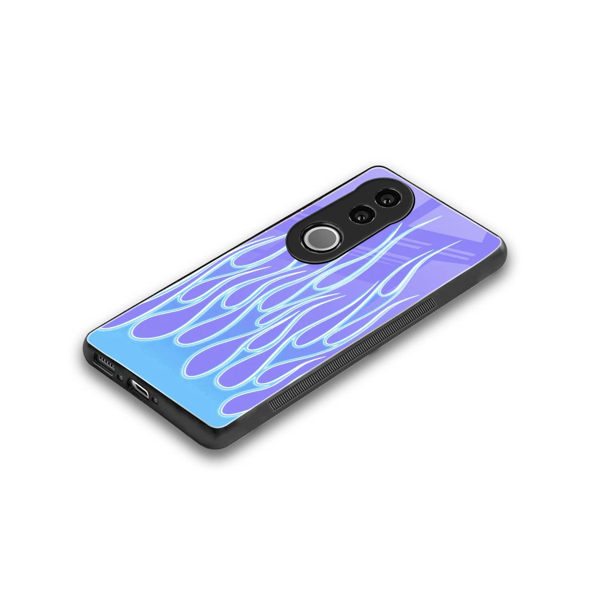Flames Blue stylish phone case for vivo v50 | glossy glass and slim fit