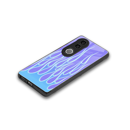 Flames Blue stylish phone case for vivo v50 | glossy glass and slim fit